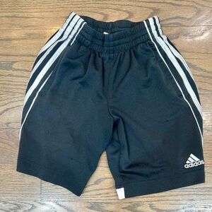 Adidas Black Shorts with White Stripe Accents